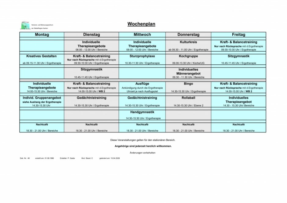 Wochenplan